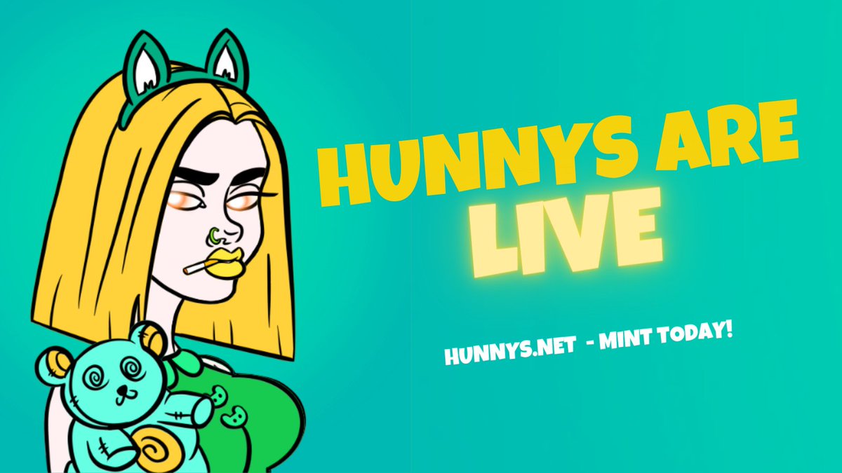 🚀HUNNYS ARE LIVE🚀

10,000 beautiful Hunnys are storming the blockchain!

✨Mint now on Hunnys.net !
✨0.05E | 10 per TX | 10,000
✨Color harmony &amp; rarity system

🤖Join Discord  discord.gg/UAthRsBZRM 

#nfts #nftart #nftcollector