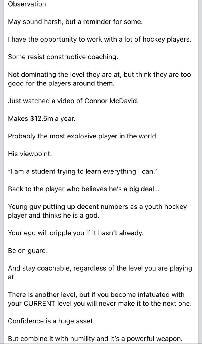 coast2coastpd's tweet photo. If you even have to think about whether this might apply to you, it probably does. Unfortunately, a player with this mindset, likely won’t realize it. If it does, squash it, before it squashes your dreams. https://t.co/8foiaysu75