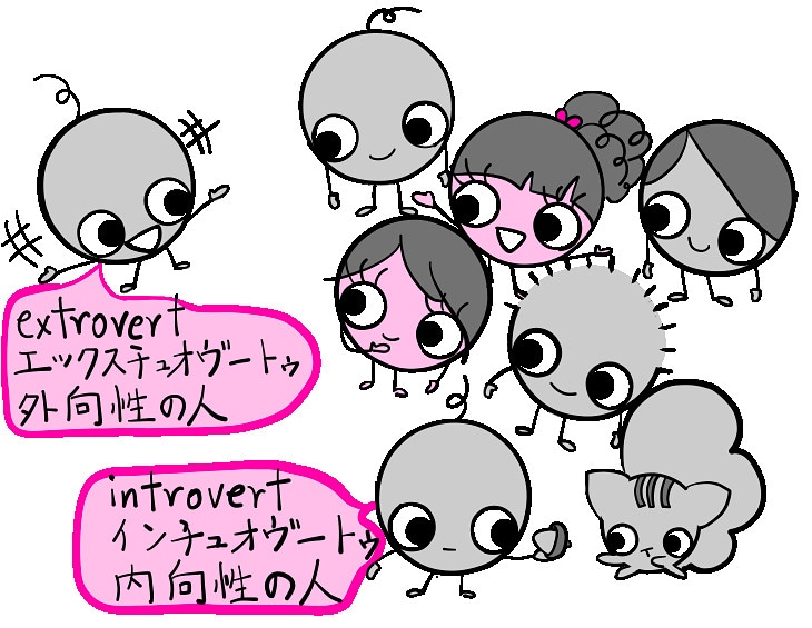Naomi Kai ながめて覚える英単語 Introvert Extrovert 英語 英単語 英語学習 英語習得 英語の表現 英語のフレーズ 英語の勉強 楽しく学ぶ イラスト 楽しい 可愛い Naomi Kai ながめて覚える英単語 Introvert Extrovert 英語 英単語 英語学習 英語習得 英語の表現 英語のフレーズ 英語の勉強 楽しく学ぶ イラスト 楽しい 可愛い