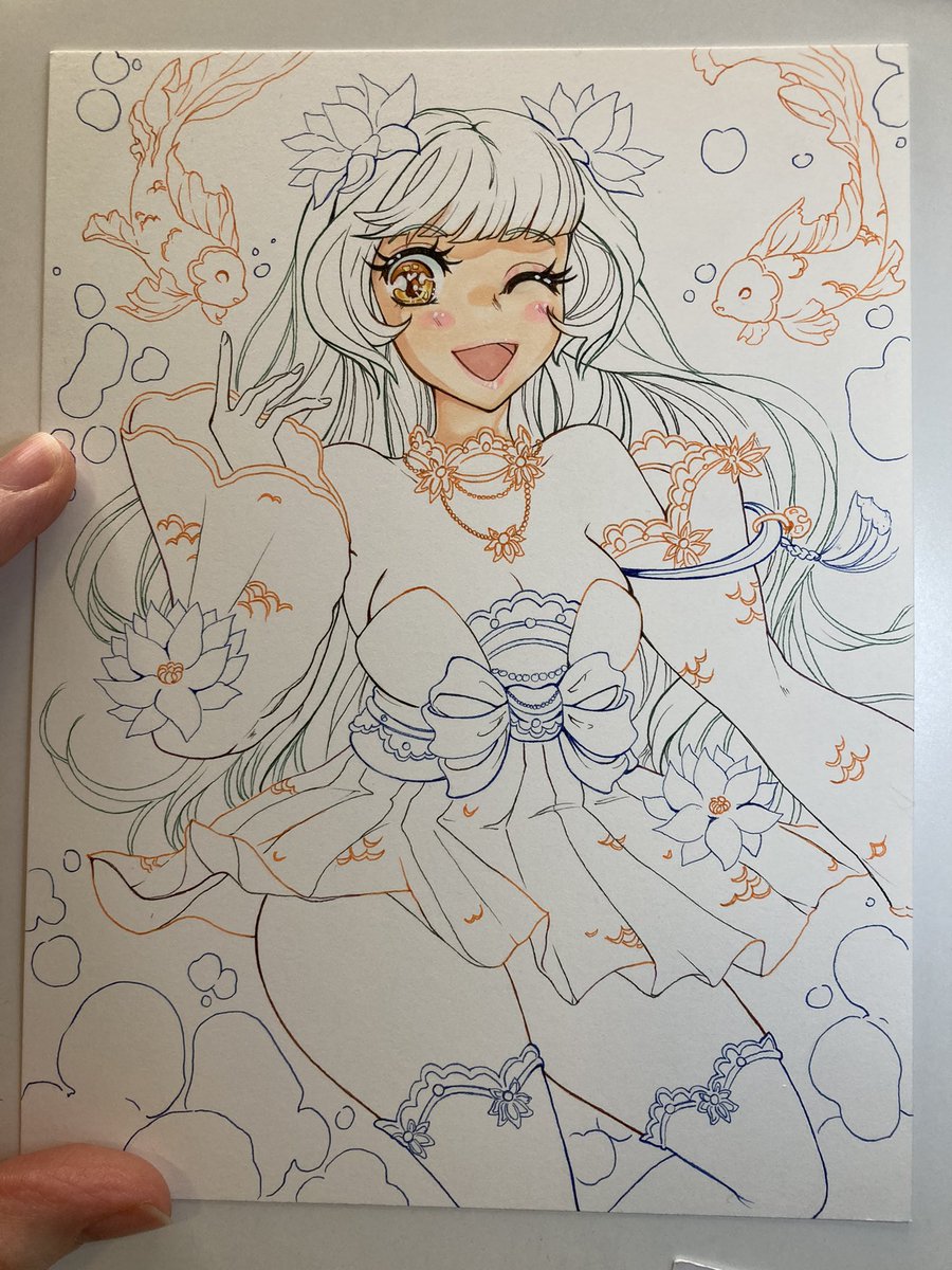 oakteaparty's tweet photo. ✨ WIP: water goddess! ✨

Lookat da cute lil fishies!! 😍 live now with an art stream! 💖

🥳 https://t.co/kLiiFvHZE0 🥳 https://t.co/w6eqS8Sfy5