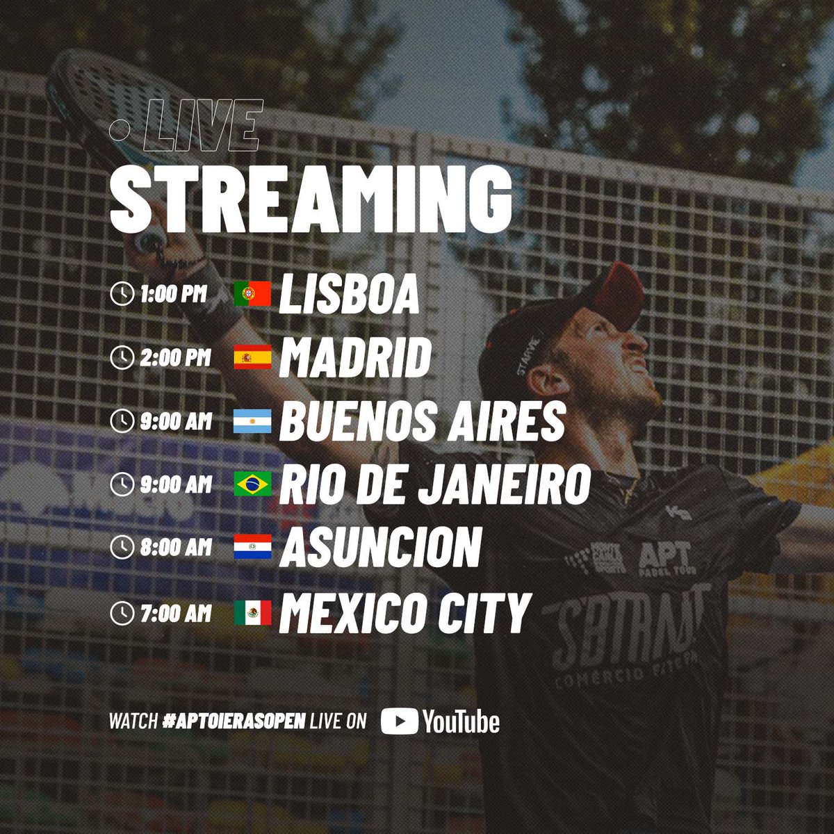 😎 Tomorrow don’t miss the Quarter finals!

🔴 Watch it through our official Youtube channel!
__
😎 ¡Mañana no os perdáis los cuartos de final!

🔴 Podéis verlos a través de nuestro canal oficial de Youtube.

#APTOeirasOpen