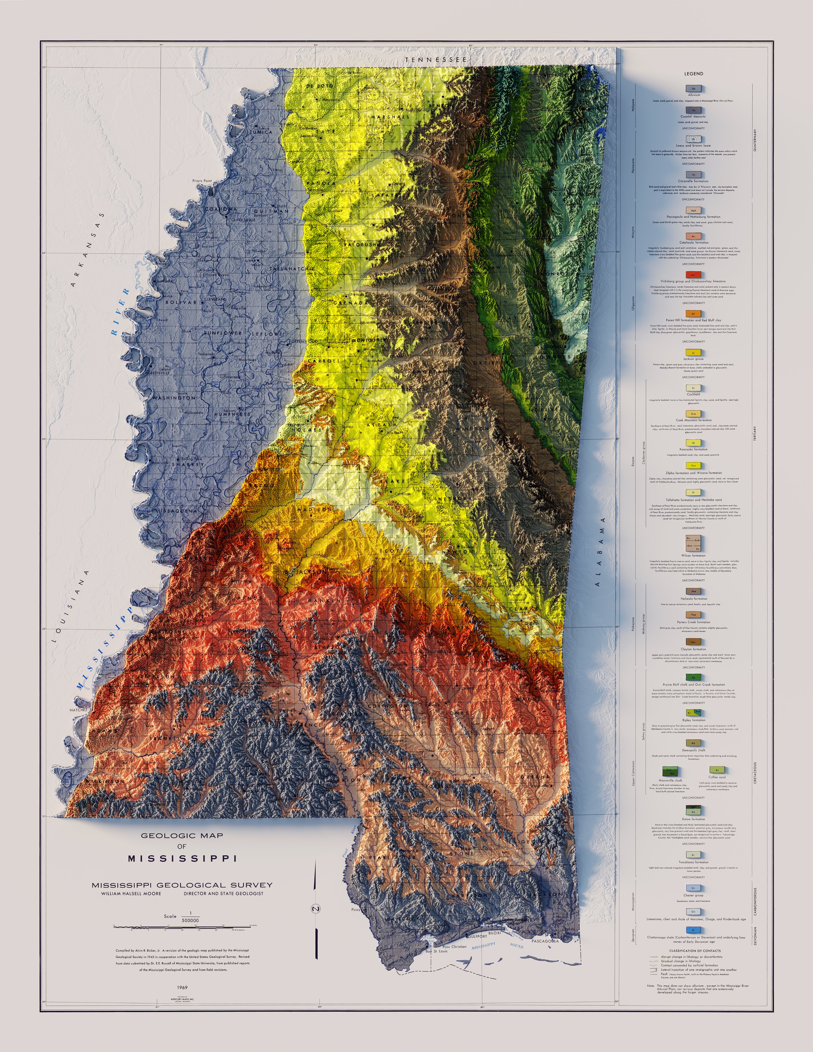 Geologic Map Of Mississippi Onlmaps On Twitter: "Rt @Geo_Spatialist: 1/2 Geologic Map Of Mississippi - Mississippi  Geological Survey / Usgs - 1969 Closeups In The Following Tweet. #Arc…" /  Twitter