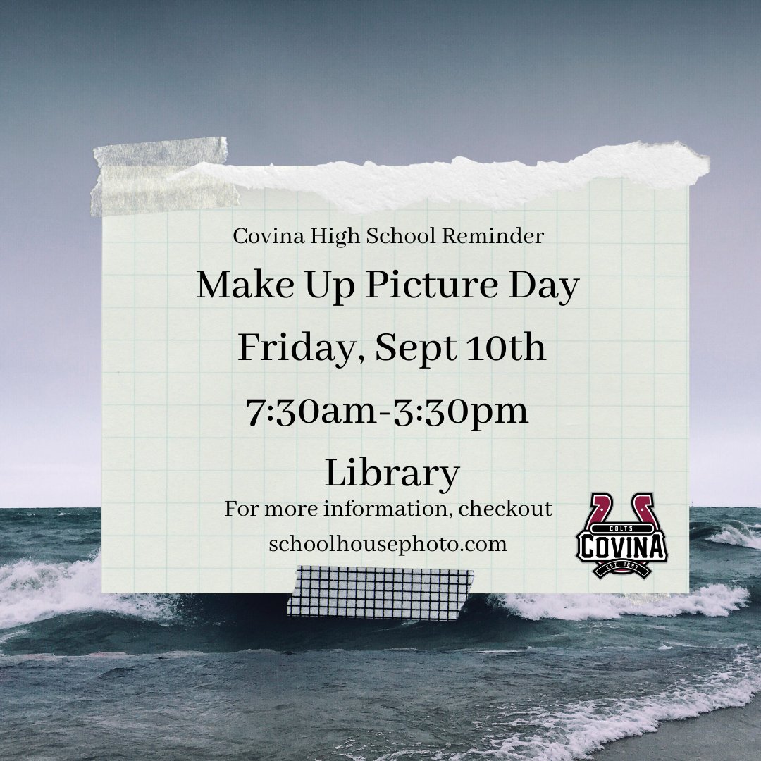 Covina High ASB (@covinahighasb) on Twitter photo Hey Colts, if you have not taken your yearbook photo OR gotten your ASB/ID card, TOMORROW is the day! Yearbook will pick you up from class tomorrow, make sure to check your email! You can also go before school, after school, brunch or lunch! <a href="/CovinaColts/">Covina High School</a> Hey Colts, if you have not taken your yearbook photo OR gotten your ASB/ID card, TOMORROW is the day! Yearbook will pick you up from class tomorrow, make sure to check your email! You can also go before school, after school, brunch or lunch! <a href="/CovinaColts/">Covina High School</a>
