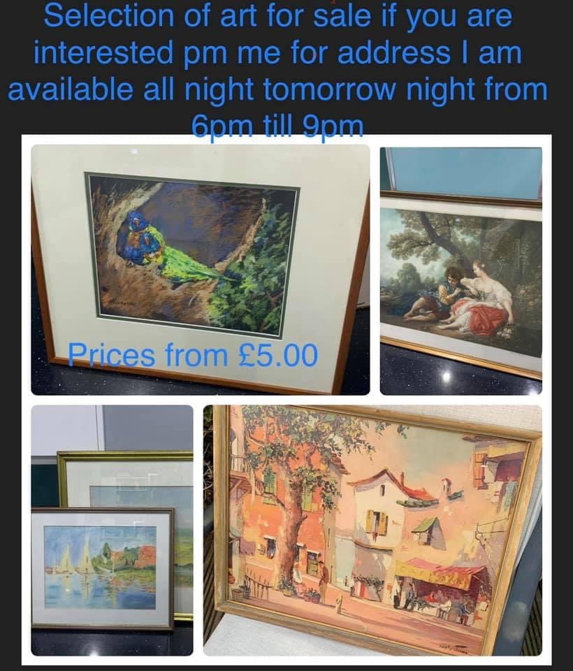 I’m clearing out my workshop, I have a huge selection of art for sale ranging from £5 to £70 ….. bargains all round (not my art these have been bought at various auctions) some stunning pieces #artsale #artglasgow #vintageart #vintage #retroart #fineart #decor #interiordesign