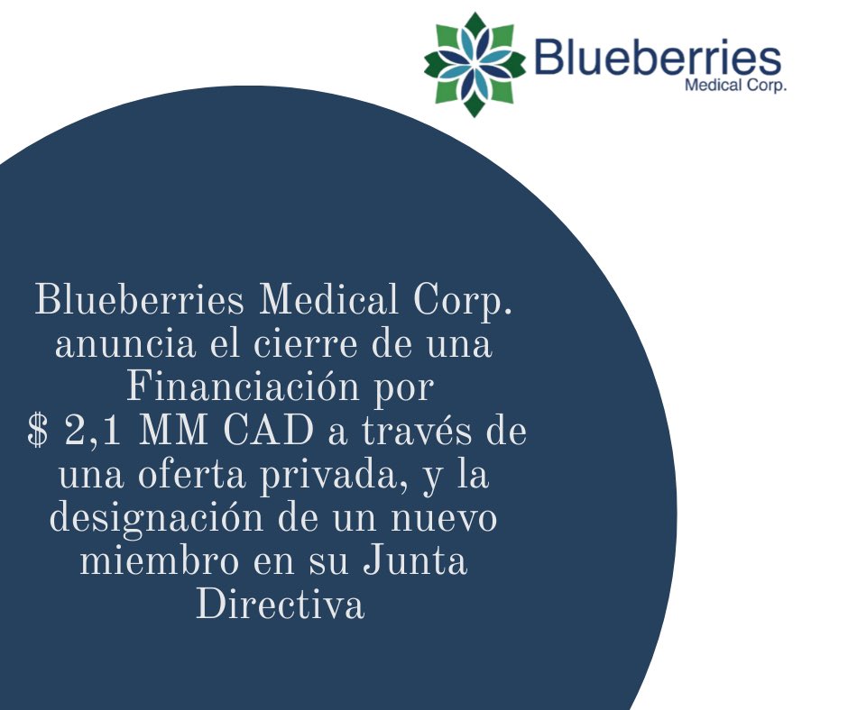 BlueberriesMed's tweet photo. Blueberries Medical Announces Closing of C$ 2.1 Million Non-Brokered Private Placement and the Appointment of New Director

Find the link here⬇️
https://t.co/nC8gqCtbP5 https://t.co/NnmSnYk4f6