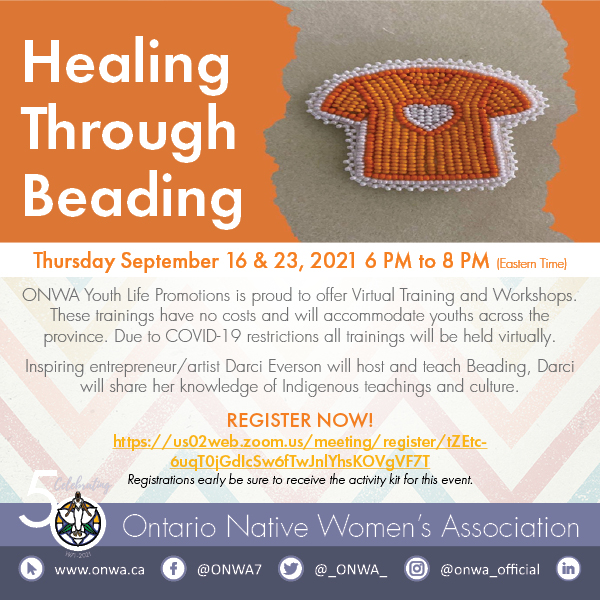 _ONWA_'s tweet photo. Inspiring entrepreneur/artist Darci Everson will host and teach #Beading, Darci will share her knowledge of #Indigenous teachings and #culture.

Register now!
https://t.co/VWp07R0FQt
Registrations early be sure to receive the activity kit for this event. https://t.co/IgruAVIqUa