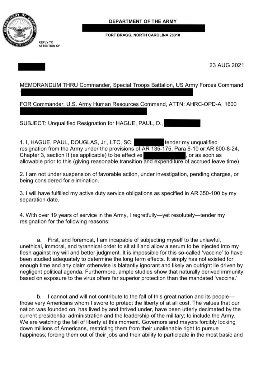 AtTheHague's tweet image. After eighteen years of active duty service in the US Army, my lieutenant colonel husband has resigned

He’s walking away from all he’s worked for and believed in since he was an ROTC kid at UGA

He’s walking away from his retirement

His resignation memo: