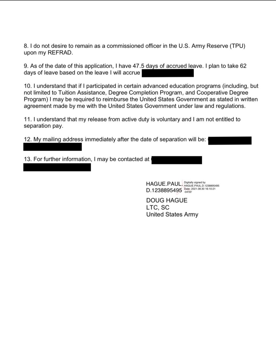 AtTheHague's tweet image. After eighteen years of active duty service in the US Army, my lieutenant colonel husband has resigned

He’s walking away from all he’s worked for and believed in since he was an ROTC kid at UGA

He’s walking away from his retirement

His resignation memo: