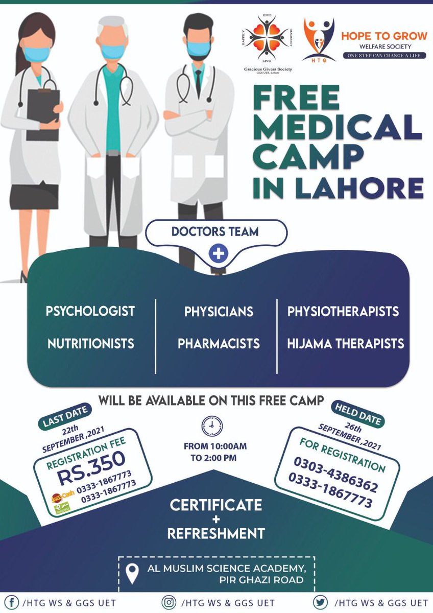 HopetogrowWS's tweet photo. Free medical camp in Lahore 
#Hopetogrow
Regards
Hope To Grow welfare society https://t.co/rkNFC6EBLB