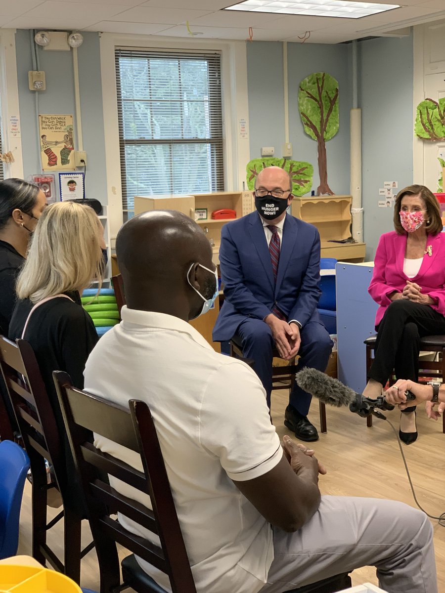 RepMcGovern's tweet photo. Today at the incredible Rainbow Child Development Center in Worcester, @SpeakerPelosi &amp; I heard from parents about how the Biden #ChildTaxCredit is helping meet the needs of America's families. #BuildBackBetter means empowering places like Rainbow that uplift all our children! https://t.co/kD08XHPA4c