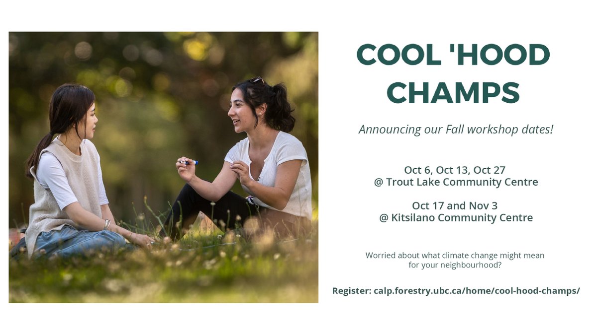 calpubc's tweet photo. Cool' Hood Champs is back by popular demand!! Join us for free workshops this Fall to learn how to take #ClimateAction in your neighbourhood. 
🌳
Register: @TroutLakeCC: 
https://t.co/19Qmk78vFc
🌳
Register: @KitsilanoCC https://t.co/xhaYSIL3OE
🌳
Info: https://t.co/2l7gDbawDu https://t.co/qd7beVwYFk