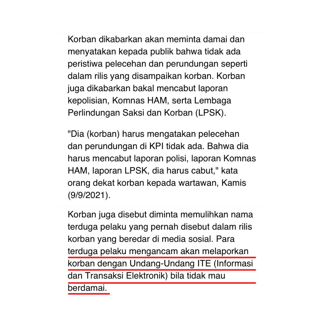 GUSDURians's tweet photo. Alasan kenapa pelecehan seksual dan bullying jarang terungkap ke publik. Setiap yang speak up atau melaporkan langsung diserang balik oleh terduga, ditekan oleh lembaga, dan tidak dilindungi oleh hukum di Indonesia.

Kisah MS adalah lanjutan dari kisah Baiq Nuril &amp; korban lainnya https://t.co/WsqEgxnhCz