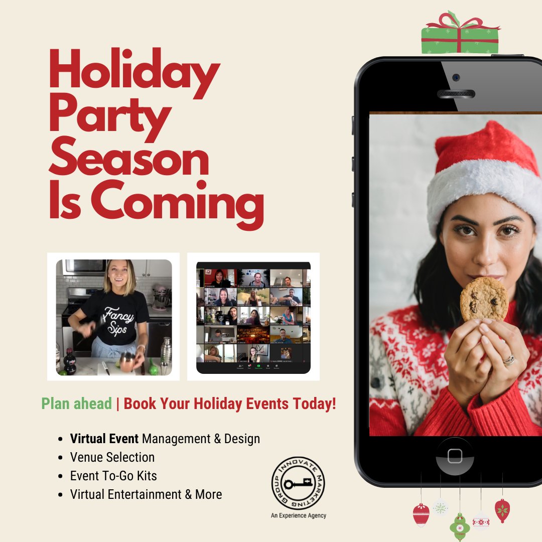 🎄𝗧𝗵𝗲 𝗛𝗼𝗹𝗶𝗱𝗮𝘆 𝘀𝗲𝗮𝘀𝗼𝗻 𝗶𝘀 𝘂𝗽𝗼𝗻 𝘂𝘀 and we have the perfect event solution to help you and your team celebrate the Holidays virtually

 Our experiences include #virtualEntertainment and event to-go kits delivered right to your front door

#Holidays #business