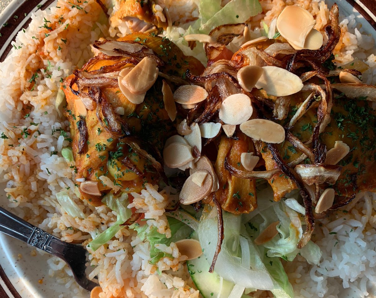 MarthaRKelso's tweet photo. Moroccan food was on the menu tonight in Wichita KS for my work travel meal. So flavorful and kissed with those wonderful Moroccan spices. Delicious. #worktravel #cuisine #moroccan #sampletheworld https://t.co/xzFhz5Dlry