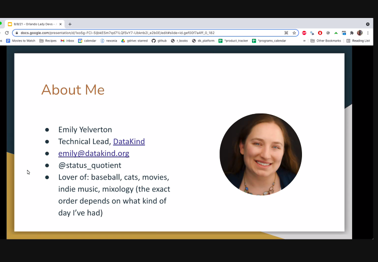 Thanks to <a href="/status_quotient/">Emily Yelverton</a> for joining the <a href="/OrlandoLadyDevs/">Orlando Lady Developers</a> meetup tonight to share about her experiences with <a href="/awscloud/">Amazon Web Services</a> and using it on <a href="/DataKind/">DataKind</a> #data4good projects. #womenwhoCODE #womeninSTEM