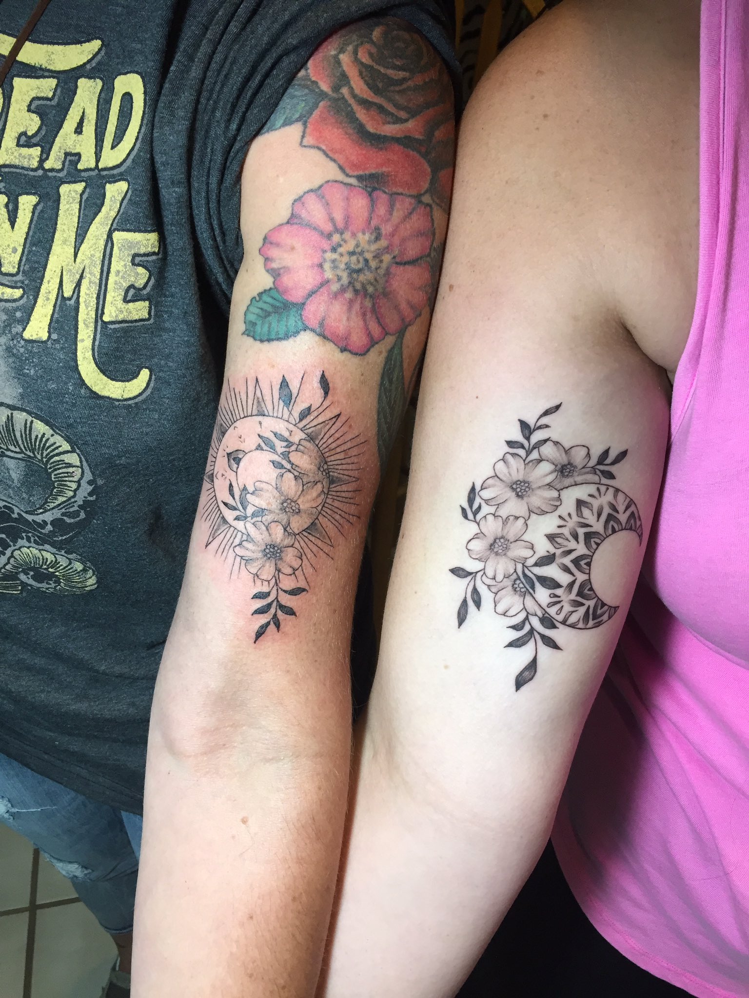 Sun and Moon Best Friend Mandala Tattoos  Matching best friend tattoos  Tattoos Friend tattoos