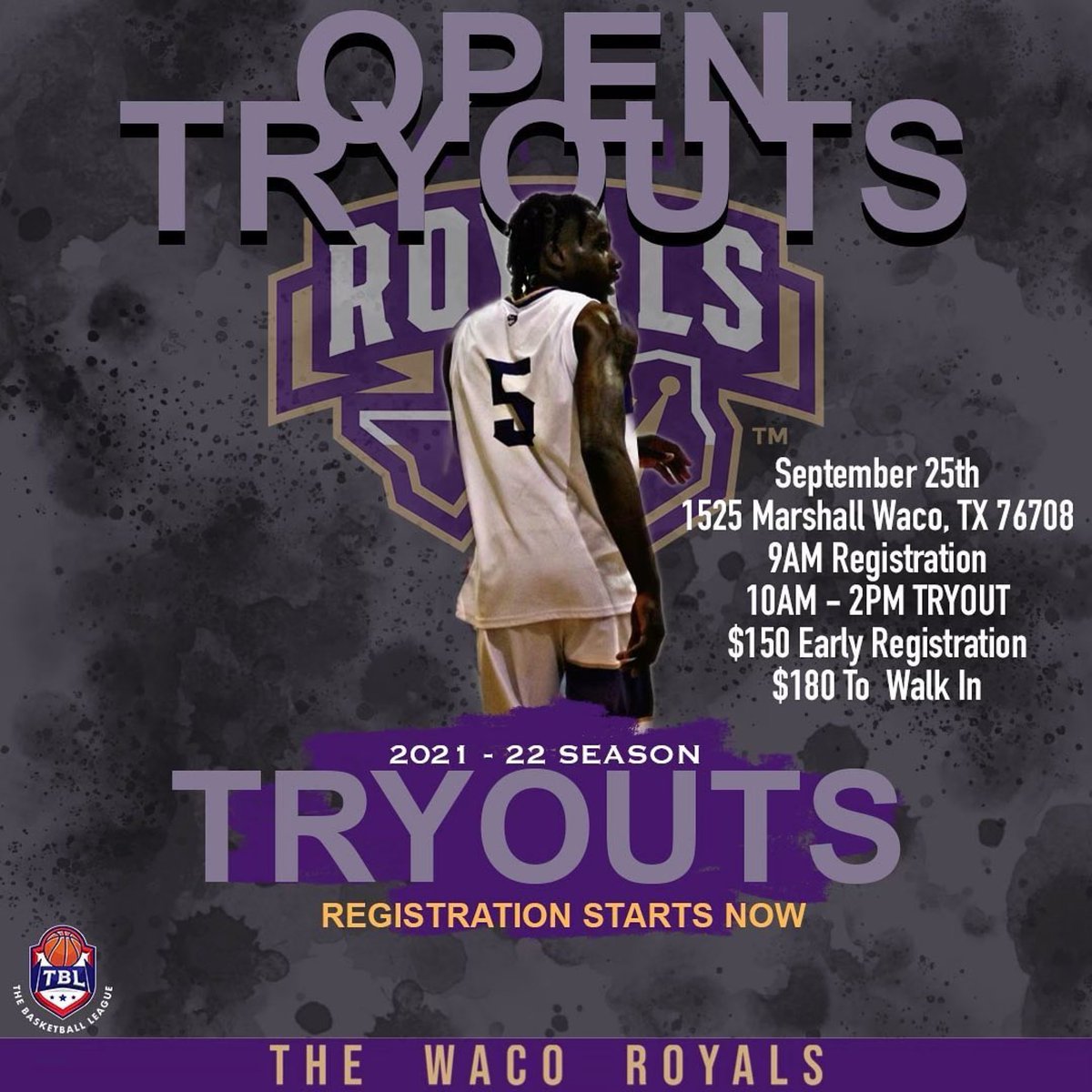 TBLproleague's tweet photo. #opportunities with the @wacoroyals 

1st tryout in Waco, Tx. A true opportunity to become a pro 🏀 player is here for you to take

9.25 from 9am-2pm
1525 Marshall Ave Waco,Tx 76708

https://t.co/cIsBkPIgIu

We are looking for great men with 
🏆 mindset mentality https://t.co/NbPIbje8uk