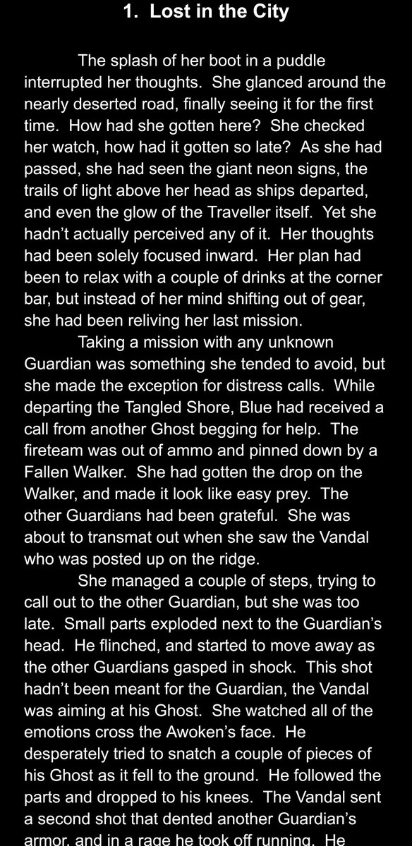 taliaocollins's tweet photo. Alright Day One, done!  Kinda fun to write with my Guardian again, but because I have myself a word goal see the next tweet for the last page!  #Destiny2 #DestinyComWriting #DestinyArchives https://t.co/JdsIc2IgLt