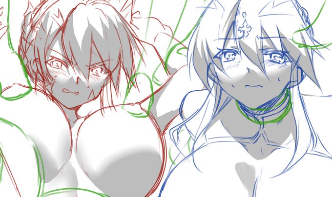 skebのラフ
初めて触手を描きますね 