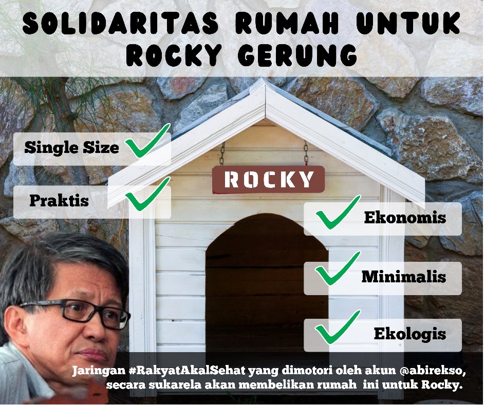 Temans tadi malam sy dkontak bbrp pihak yang kebetulan juga kenal. Saya sudah paham secara kompleks sejarah dan basis dasar lahan yang disabot <a href="/rockygerung/">Rocky G</a>.  Saya akan tuit, stlh lengkap datanya!

Menunggu itu g ada salahnya kita bangun “Solidaritas Rumah”. 😂

Bantu RT KERAS!!