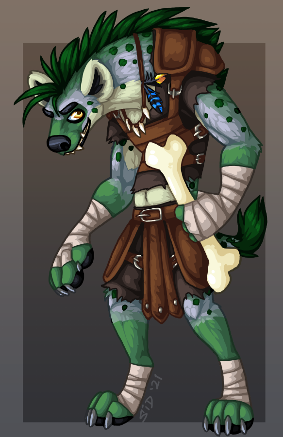 PunkRockVampir1's tweet photo. I was wanting to try redesigning an old gnoll character of mine, so I did!
 
Snaggletooth is a bit dim and a big glutton, but he's a pretty chill for a monster!  And he'll definitely be your friend if you give him tasty food. https://t.co/uuPW2eLEOv