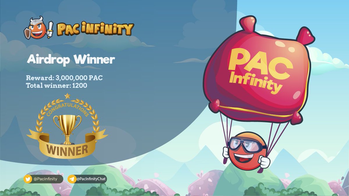 🎉 ❤️We're glad to announce: List of winners of Airdrop Campaign ❤️🎉
 🔱 We randomly selected 1200 of the luckiest people. Each person will receive 2500 PAC tokens 🔱
✅ List of winners here: docs.google.com/spreadsheets/d…
The reward PAC Tokens will be distributed on October  5, 2021
