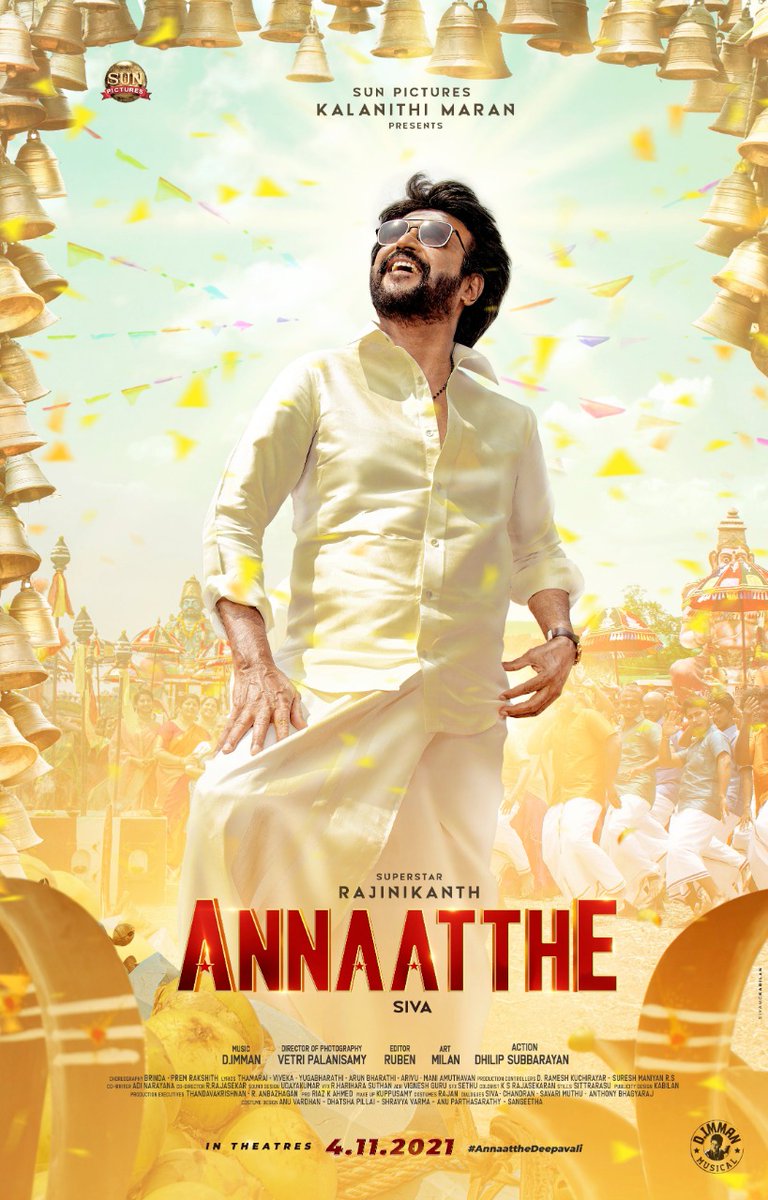 irattai's tweet photo. Here is Much Awaited 
#AnnaattheFirstLook!! 
 #AnnaattheDeepavali  

@rajinikanth @sunpictures
@directorsiva @immancomposer
@khushsundar @Actressmeena16
#Nayanthara @KeerthyOfficial 
@prakashraaj @IamJagguBhai 
@actorsathish @sooriofficial 
@vetrivisuals @RIAZtheboss https://t.co/RJ77QbItD4