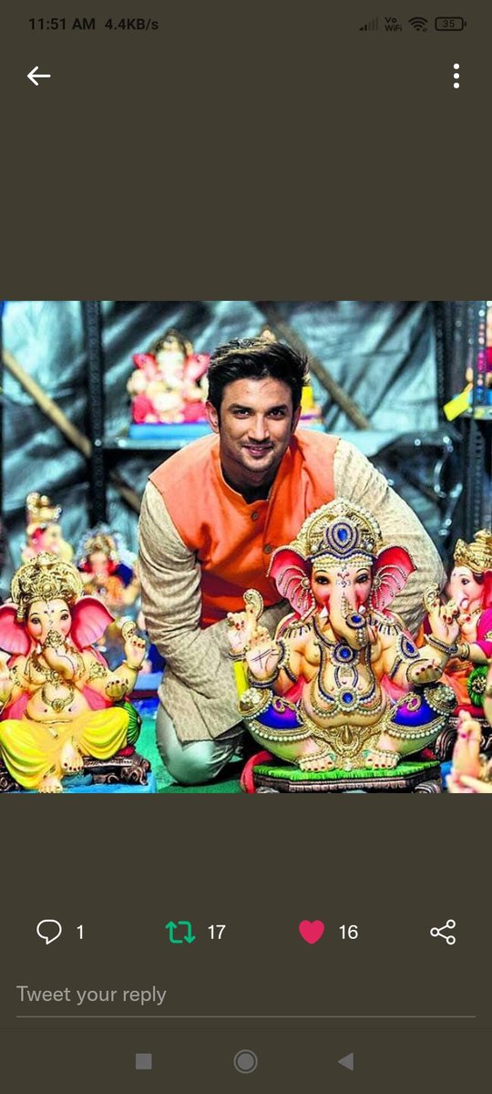 MYOUBANGTAN07's tweet photo. Happy Ganesh Chaturthi SSRians🤗❤😃🙏🏻

May Lord Ganesha Brings Happiness, Blessings And Prosperity In Your Lives😃🙏🏻❤

🙏🏻गणपति बप्पा मोरया 🙏🏻

P.S. This Clay Art Is Made By Me, Some 2-3 Years Ago🙈 https://t.co/WFMWbTH95Y