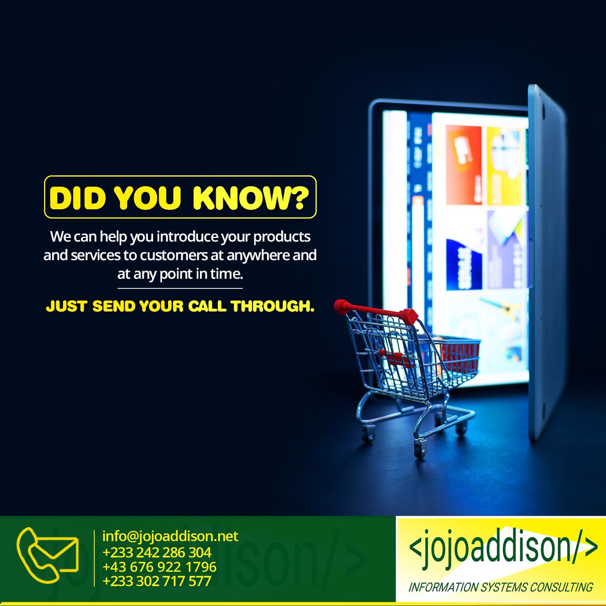 jojoaddisonk's tweet image. Our experts are ever ready to serve you when our help is most needed. Our biggest priority is to give you a quality top-notch service.

#JojoAddisonInformationSystemsConsultancy
#BusinessEngineering
#SoftwareEngineering
#ITandCyberSecuirity