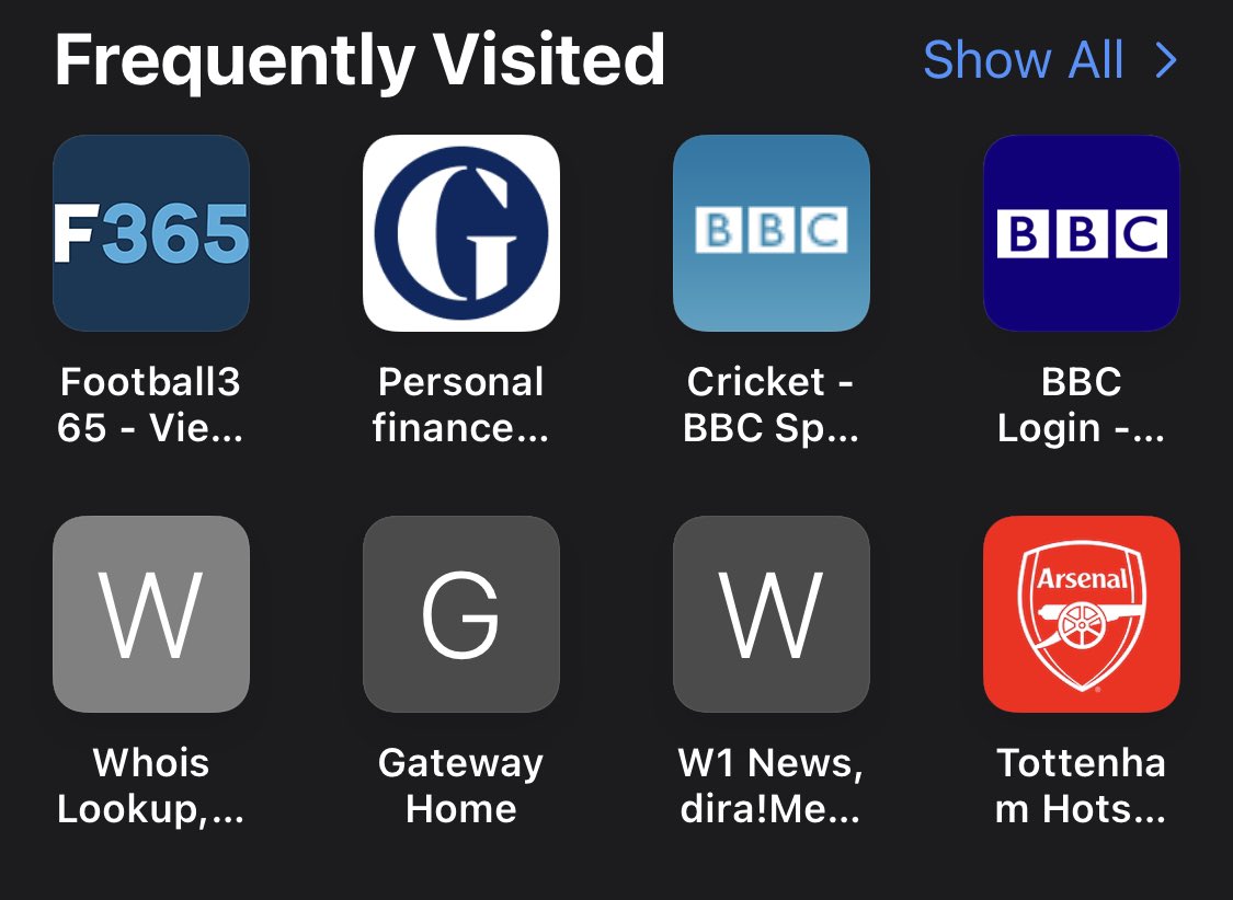 It’s a photo of app icons; below the Arsenal crest, it says “Tottenham hotspur”