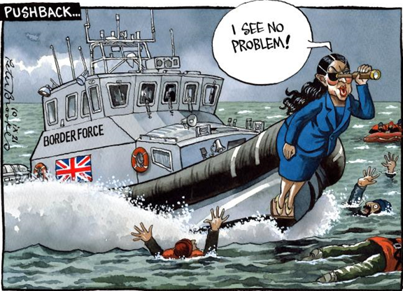 THiiiNKiiiNG's tweet photo. @BrookesTimes #PoliticalCartoon in today's #TheTimes @thetimes #10DrowningStreet #PritiPatel #BorderOrder https://t.co/0pmY30dClq