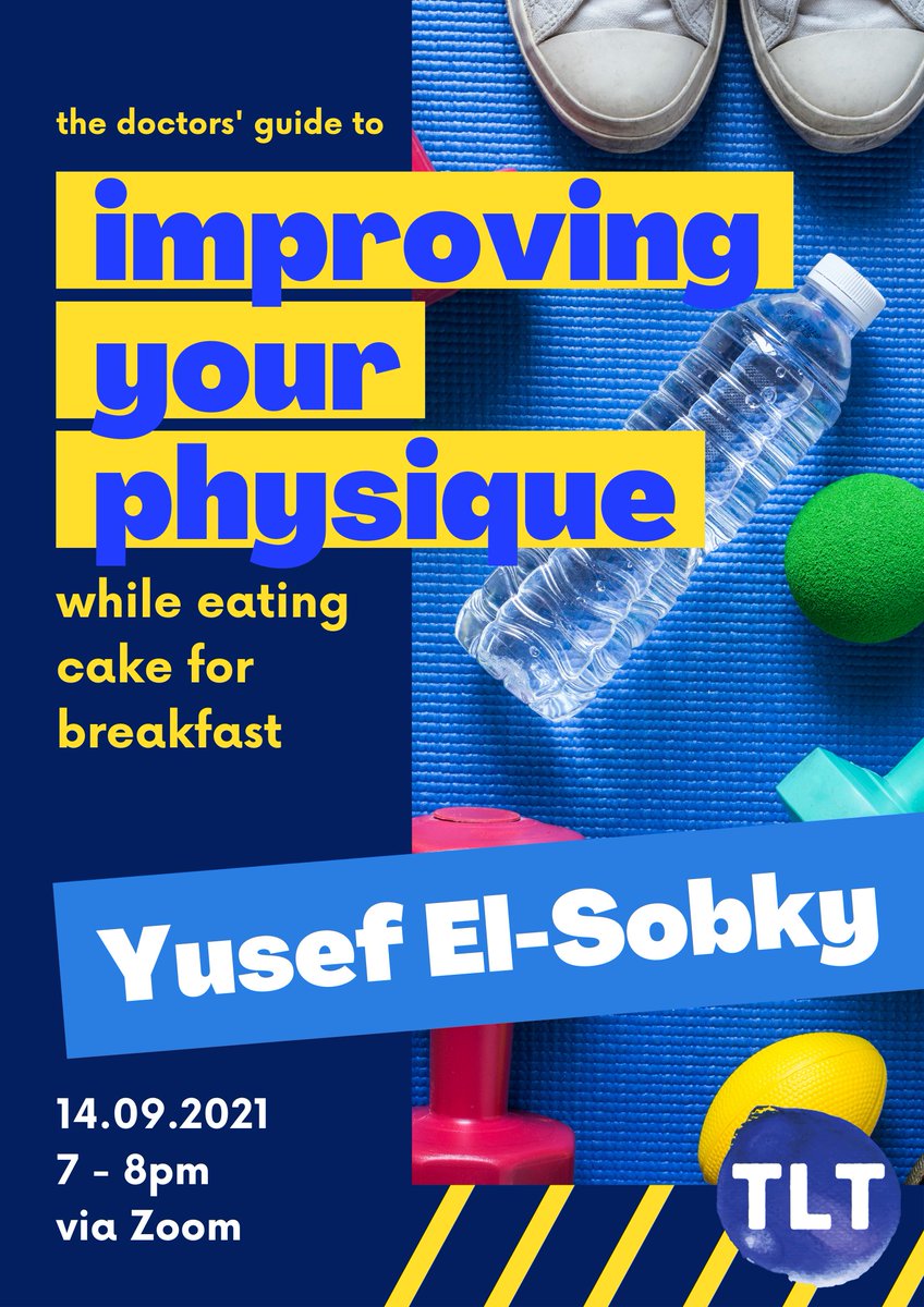We are PROUD to announce the return of Dr Yusef El-Sobky with "The Doctors Guide to Improving Your Physique Whilst Eating Cake for Breakfast". Tuesday 14th September at 7pm! Sign up here forms.gle/zi61wQkmB8pgaB… for a fun, fast paced and informative evening!