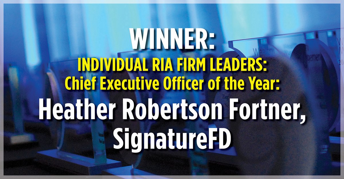 Congratulations to <a href="/SignatureFD/">SignatureFD</a>’s <a href="/HeatherRFortner/">Heather Fortner</a>, winner of the INDIVIDUAL RIA FIRM LEADERS: CEO of the Year category of the 2021 Wealth Management Industry Awards. #WMIA21 #Wealthies