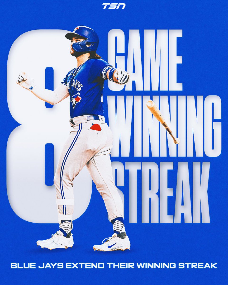 TSN_Sports's tweet photo. Make that 8⃣ wins in a row for the Blue Jays! https://t.co/YTb10bHE7H