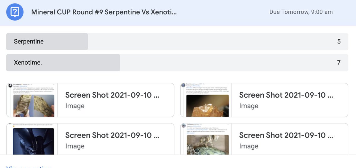 mareetimms's tweet image. Just finished lessons with both my year 8 classes - one after the other.... Votes are looking good. Likes team #Xenotime may be in the lead. See if more come in over the rest of the day. #MinCup2021   #RemoteLearning fun.