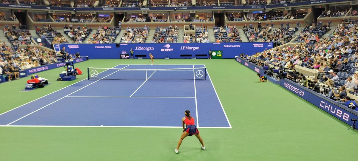 I have to say <a href="/EmmaRaducanu/">Emma Raducanu</a> is the real deal. Incredible tennis IQ at that age and not just strong ground strokes but very solid volleys  and just completely fearless. #USOpen