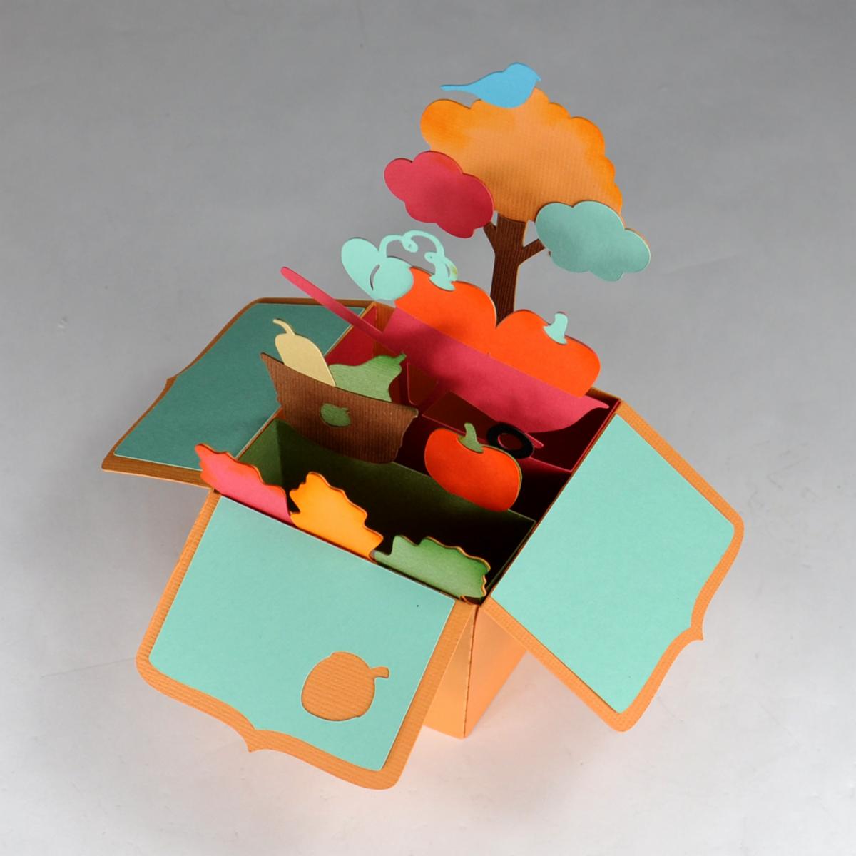 quietfire's tweet image. Here is a cheery autumn card in a box design made to brighten someone&apos;s day or wish them a happy birthday! It even folds flat for mailing or storage. 
#autumn #cardinabox #foldsflat #silhouettecameo #silhouettemade @silhouetteam