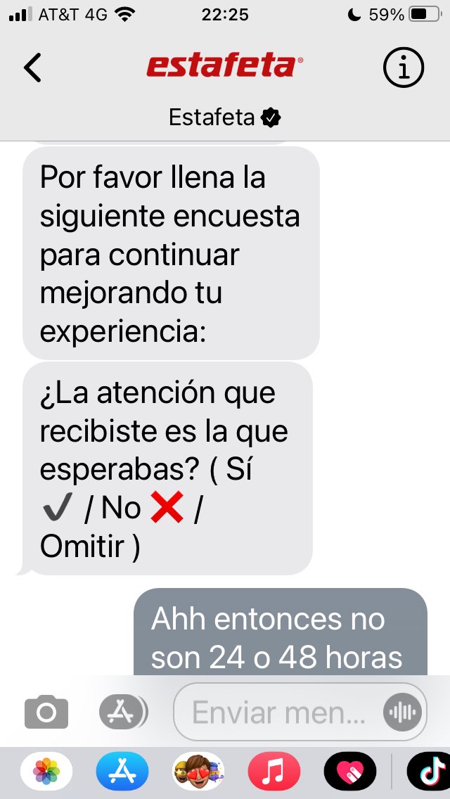 lullaby_1709's tweet photo. @estafeta yo debo esperar el tiempo que sea necesario no las 24 a 48 hrs que se comprometen a dar respuesta, y el colmo me deja hablando sola porque me manda la dichosa encuesta https://t.co/CSBPj9V11x