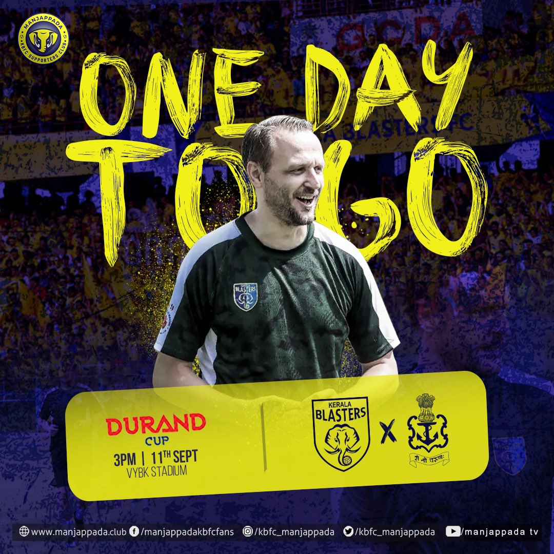 1̶ ̶m̶o̶r̶e̶ ̶d̶a̶y̶~̶

TOMORROW!! 🤩👊🏻🟡

Hang in there!! We will register participation for the very first time in the history of #DurandCup tomorrow.

#KBFC #Manjappada #DurandCup #KoodeyundManjappada
