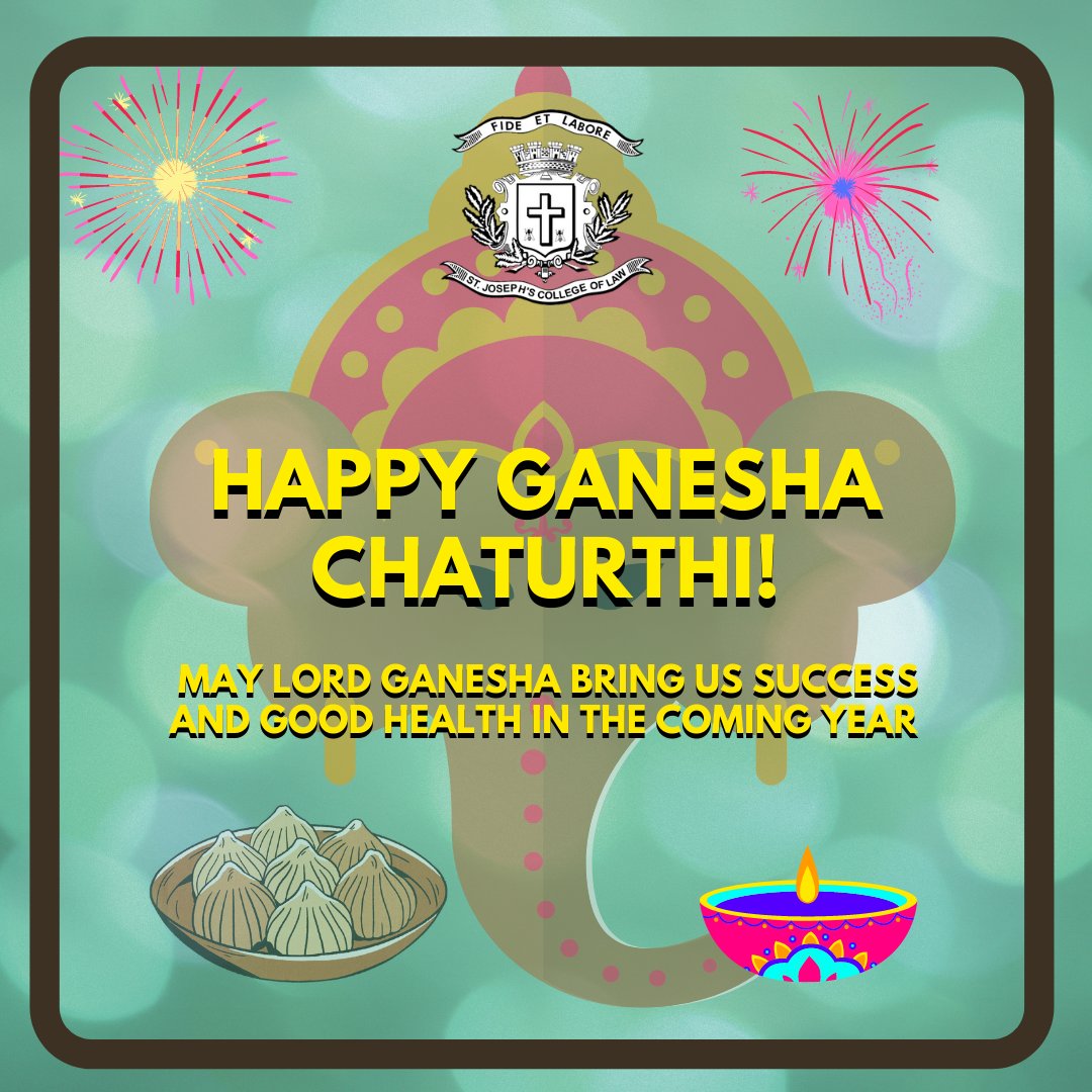 sjclblr's tweet photo. SJCL would like to wish everyone a Happy Ganesh Chaturthi! May this day be filled with good energy and may we be blessed with success and health for the coming years 🙏
#sjcl #bjes #bengaluru #LawCollege #law #ganeshchaturthi #ganpati #ganesha https://t.co/EmcY03nQJD