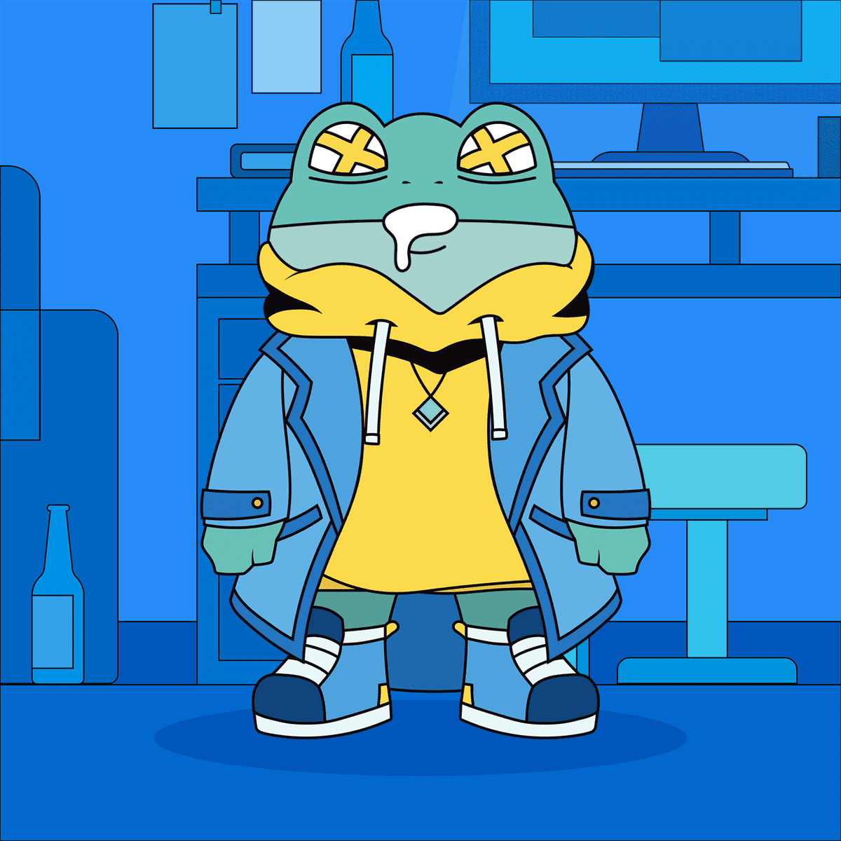 Shitty_Animals's tweet photo. Introducing Shitty Animal #224 - Cold Drunk Freddy at Home
#Rarity - Ultra Rare

Mint your #ShittyAnimals #NFTs today at https://t.co/U30ub13Rwr 
#Frog #animal #nftcollector #collectibles #raredigitalart https://t.co/ooujVdypFe