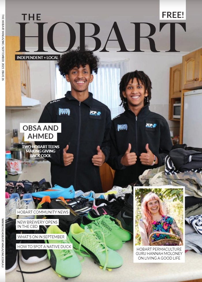 We're delighted to see the incredible Obsa and Ahmed on the front cover of The Hobart Magazine! Check out the feature story on the boys' Give Back program by clicking to the digital magazine: thehobartmagazine.com.au/digital-mag/
<a href="/thehobartmag/">The Hobart Magazine</a> #volunteer #stories #inspirational