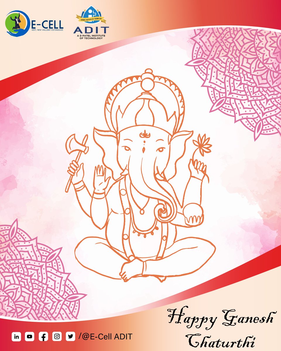 EcellAdit's tweet photo. Let us offer the prayers to Lord Ganesh with all our hearts and best of our intentions to seek his blessings and love for a beautiful life.
Happy Ganesh Chaturthi

#ecelladit #GaneshChaturthi #GaneshChaturthi2021 #Ganesha https://t.co/g9tFvMucQc