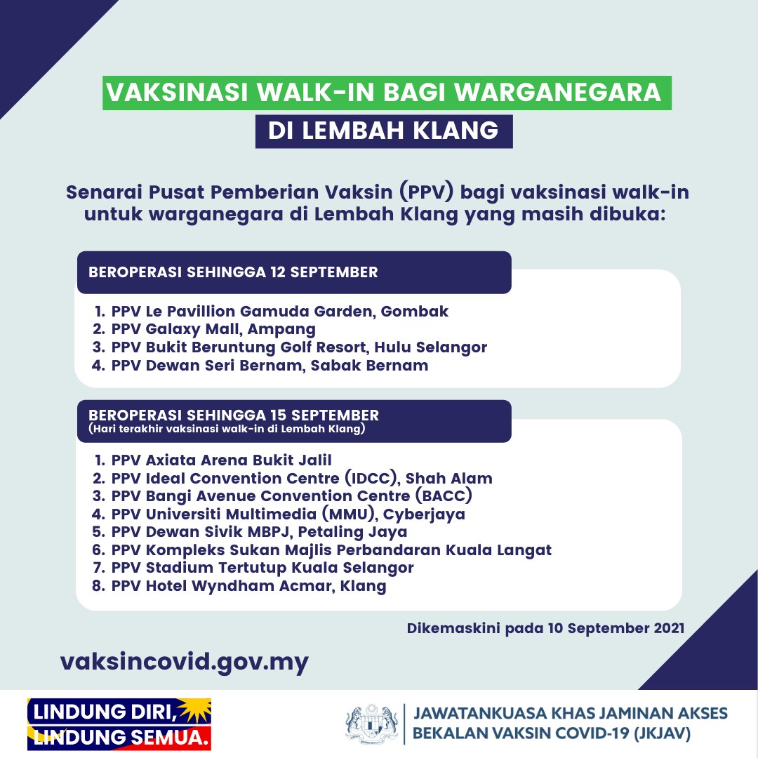 Senarai pusat pemberian vaksin selangor