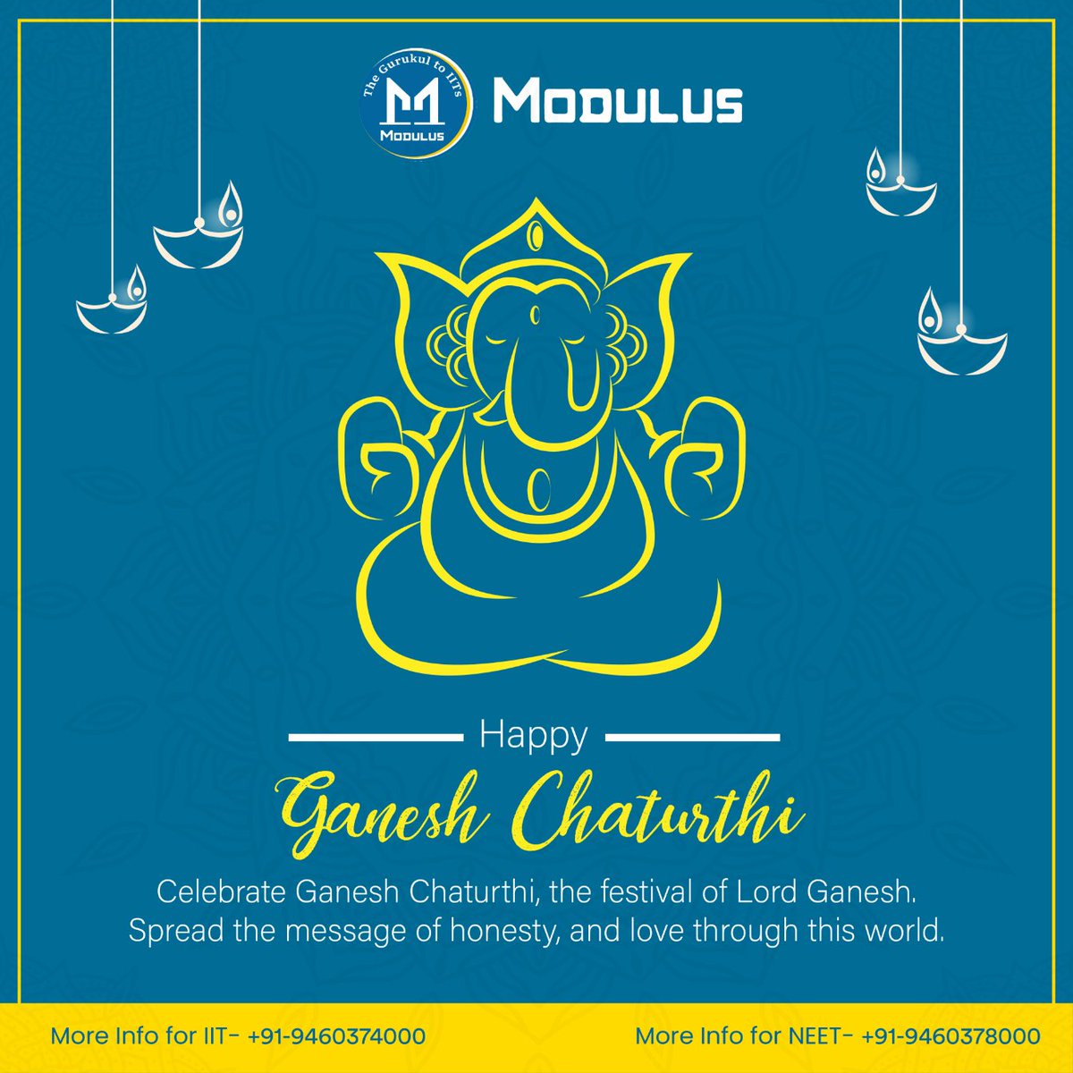 ModulusAcademy's tweet photo. Ganpati Bappa Morya! May Lord Ganesha bless you with all the happiness & success. Greetings on #GaneshChaturthi !
#HappyGaneshChaturthi #ganpati #GaneshChaturthi2021 #bappamorya #staysafe #stayhome #modulusacademy https://t.co/G06rBbmnsA