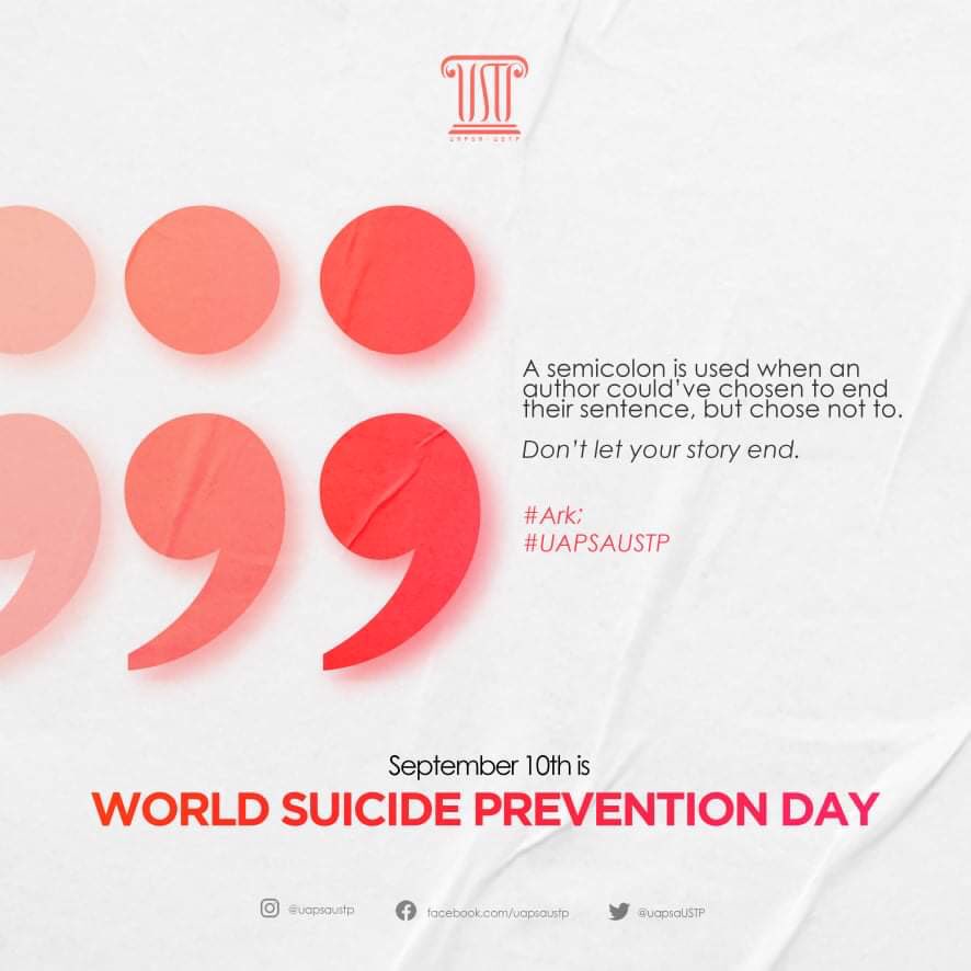 uapsaUSTP's tweet photo. Mental health is equally important as physical health. 

Today is World Suicide Prevention Day, and the UAPSA Family is here to participate and end the stigma. 

Remember, you are valued, loved, and worth it.

#Ark;
#UAPSAUSTP 
#Reconnect 
#endthestigma
#mentalhealthawareness https://t.co/4qShg1K3QW