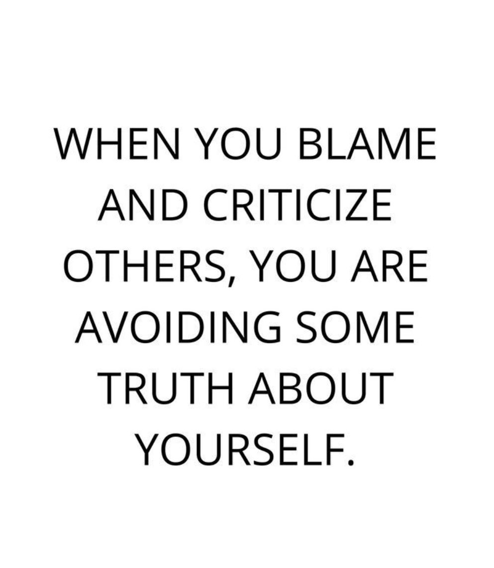 Or, another way my mother would say it:  “When you point a finger to blame someone else, don’t forget, there are three others pointing back at you.” What a wise woman. I miss her. #personalresponsibility #truth #wisdom
