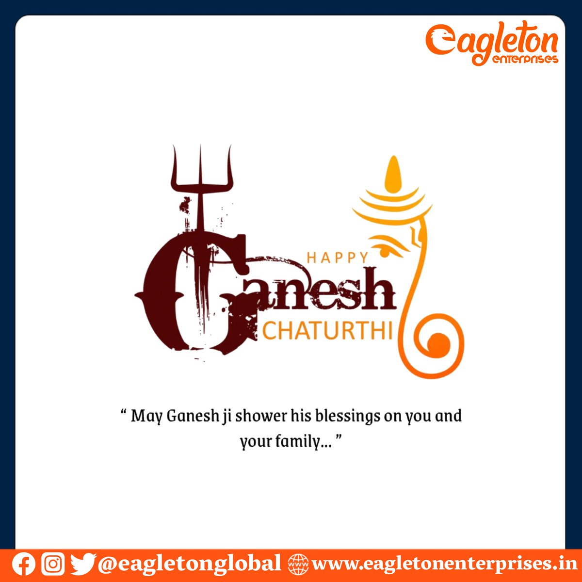 eagletonglobal's tweet photo. #गणेश_चतुर्थी के पावन पर्व की सभी को हार्दिक बधाई एवं शुभकामनाएं। मंगलकर्ता, विघ्नहर्ता भगवान श्री गणेश जी आप सभी की मनोकामनाएं पूर्ण करें। #HappyGaneshChaturthi #eagleton #eagletonenterprises #eagletonglobal https://t.co/WmJNuB8eFN