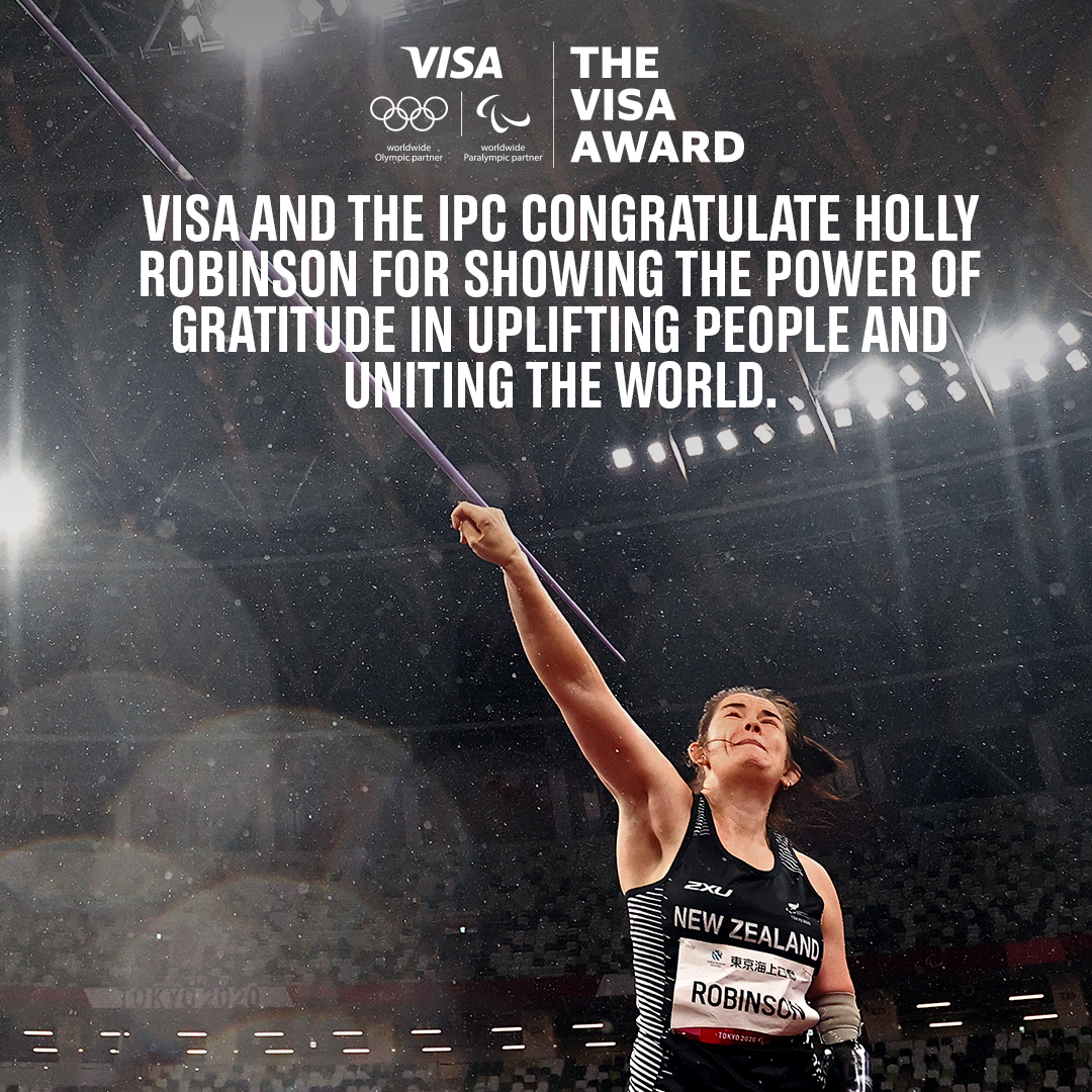 Congratulations to Holly Robinson on winning The Visa Award! olympics.com/tokyo-2020/en/…

Holly’s moment of thanks following her F46 javelin victory showed the power of gratitude in uplifting and uniting people around the world.