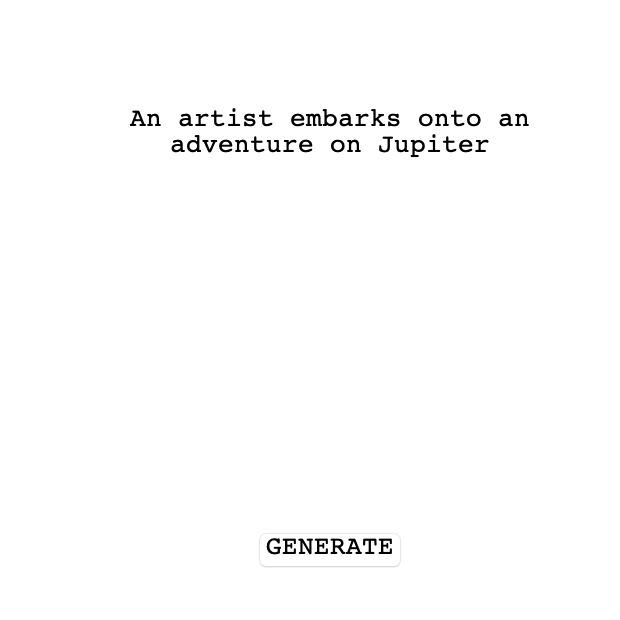 RandomLoglines's tweet photo. An artist embarks onto an adventure on Jupiter #random #hollywood #loglines #screenwriting #inspiration #oneliner #twoliner #monkey #typewriter @officialZolli https://t.co/vqIG5yeMDz